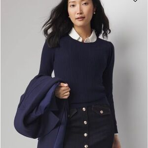 WHBM Cashmere bland navy blue crewneck NWT